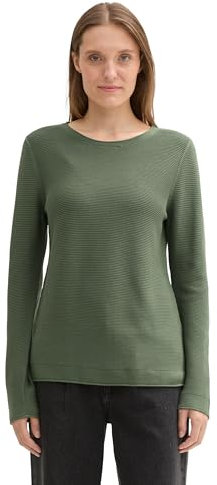 TOM TAILOR Damen 1016350 Strickpullover Aus Bio-Baumwolle, 13182 - Pale Bark Green, L EU