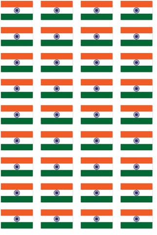 Aufkleber: 25x15 mm, 36 Stück - Flagge - Indien - IN - für Auto, Koffer, Laptop und mehr