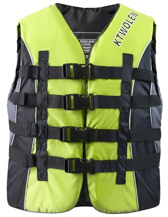 KTWOLEN Gilet Aiuto al Galleggiamento per Adulti Gilet da Pesca Giacca Galleggiante per Vela Surf Canottaggio Pesca Kayak Giubbotto Galleggiante per Sport Acquatici, Giallo, L
