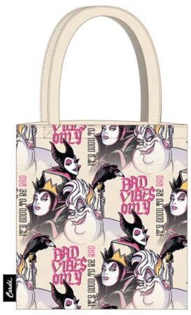 CERDÁ LIFE'S LITTLE MOMENTS - Disney Villain Einkaufstasche - Schwarz - 36x39x0.4cm - 2 Griffe - Hergestellt aus Polyester und Baumwolle - Disney Villain Druck - Original Produkt