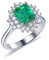 Daesar Ring 14 Karat Weißgold Damen, Trauringe Blume mit 1.5ct Smaragd Eheringe Verlobungsringe Nickelfrei Große 56 (17.8)