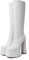 VERISSON Damen Stretch Boots Knee High Stiefel Plateau Blockabsatz Glattoptik Weiß 37 EU