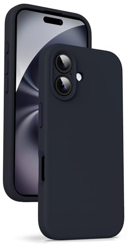 Supdeal Liquid Silicone Case for iPhone 16 Plus - [Camera All-Round Protection] [Soft Microfiber Lining Anti-Scratch] 4 Layer Full Covered Shockproof Gel Rubber Phone Case Cover, 6.7, Black