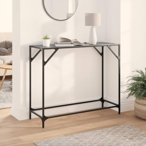 DYRJDJWIDHW Table Salon,Table Basse relevable Extensible,Table Console avec Dessus en Verre Noir 98x35x81 cm acierGeeignet für Wohnzimmer, Schlafzimmer, Kino