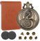 Mini Set di Dadi DND Steampunk - 7 Pezzi in Metallo Poliedrico Con Cassa Dell'Orologio da Tasca - Set D&D Con Sacchetto in Pelle per RPG, MTG, Gioco di Ruolo - Bronzo
