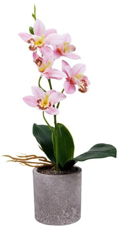 Emyimom Künstliche Orchidee, Kunstblume Schmetterling Orchidee mit Vase Hochzeit Garten Inneneinrichtungen,33cm (Rosa)