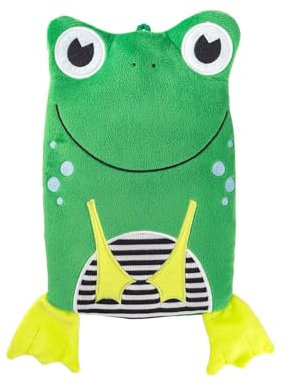 Steuber Kinder Wärmflasche Frosch 0,8l kuschelig weiche, kleine Wärmflasche mit Tiermotiv