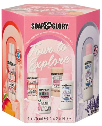 NEW Soapp Gloryy Four Explore Gift Set - 3 Mini Body Washes, 1 Mini Bath