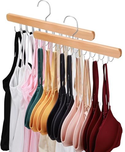 NECAMOCU BH-Kleiderbügel für Schrank-Organizer, Naturholz, 2 Stück