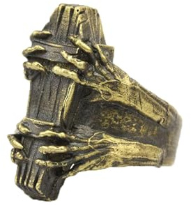 MAGIIE Schmuck Offener Ring Herren,Vampir Ring Totenkopf Schädel Ringe,Große Ringe für Männer Herren (Gold)