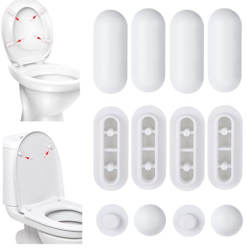 DOPENSPI 12 Stück Wc Sitz Puffer, WC Deckel Puffer, WC Sitzdeckelpuffer WC Sitzpuff Auflagestopfen für Toilettensitz, 8 Ringpuffer und 4 Deckelpuffer für Zuhause Büro Hotel