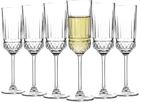 binsakao Champagne Flutes Set of 6 - Champagne Glasses 170 ml - Champagne Glassware, Unique Gifts for Wedding Anniversary