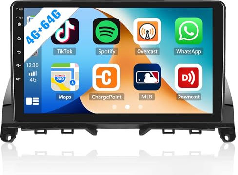 4G+64G Autoradio Android Navi Carplay für Mercedes Benz C-Klasse W204 S204 2006-2011 mit Android Auto, 9 Zoll IPS Touch Auto Radio mit Mirror Link Bluetooth GPS WiFi FM/RDS EQ SWC Rückfahrkamera&MIC