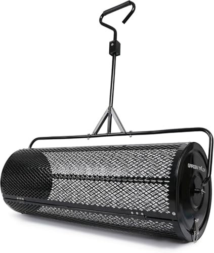 BCSRVCE Compost Spreader 44 Inch Towable Peat Moss Spreader with Installation Accessories, Metal Mesh Roller Lawn Spreader for Top Soil, Manure, Mulch, Top Dressing - spreaders for lawns