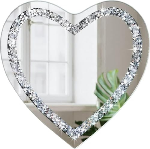 Boncy® Herzspiegel mit Diamanten 30x30cm - Wandspiegel - Herzform Spiegel - Wandspiegel Wand rund - Muttertag Geschenk