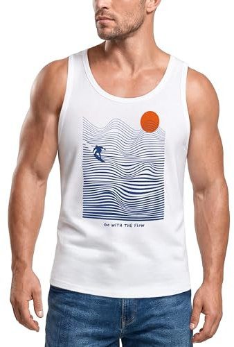 Neverless® Herren Tank-Top Surf-Design Sommer Grafikshirt im minimalistischen Look Fashion Streetstyle Muskelshirt