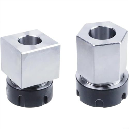 Snowchecking Lathe Collet Chuck ER-32 ER-25 ER-40 CNC Lathe Collet Chuck Set with Tetragonal and Hexagonal Block for Engraving Machine(2pcs ER25)