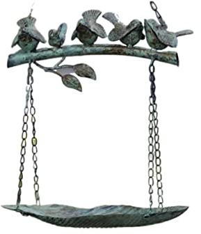 MCLIUJIA Futterhaus Für Vögel Garden Hängender Outdoor-Haustier-Vogelfutter-Futterspender Country Retro Iron Bird Feeder Villa Courtyard(Grün)