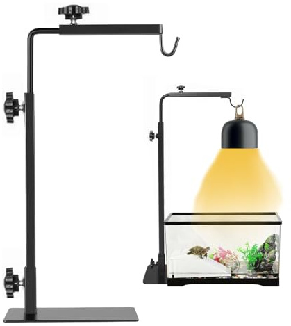 AXVRAV Reptilien Wärmelampenständer 35–65 cm, Verstellbarer Lampenhalter mit Sockel, Höhen- & Breitenverstellbar, Terrarium Lichtständer für Schildkröten Geckos Eidechsen Spinnen – Ohne Lampen