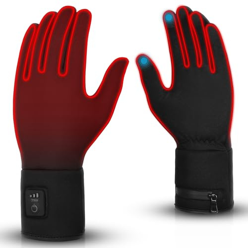 V.Step Rechargeable Heated Gloves,Touchscreen Ski Cycling 3 Heat Levels | Full Heated Gloves Liners, 3 Levels up to 65°C. Rechargeable Battery, Touchscreen. Windproof. Hand Warmers For Cycling
