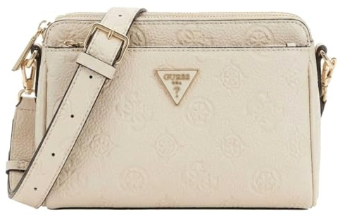 GUESS Umhängetasche Cresidia II Mini Xbody Top Zip Bag Cream White Logo creme