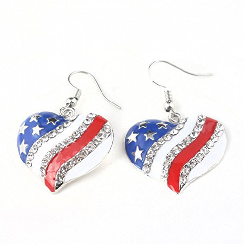HOMEYU® 4. Juli USA amerikanische Flagge patriotischen roten blauen Stern Drop baumeln Ohrringe Schmuck