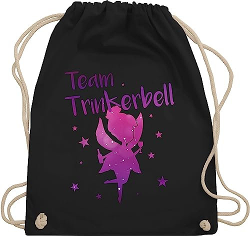 Turnbeutel Rucksack - JGA Junggesellenabschied Frauen - Team - Trinkerbell - Unisize - Schwarz - malle accessories brauttaschen bachelorette party trink beutel karneval tasche