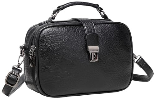 Kasgo Umhängetasche Damen, Mode PU Leder Crossbody Bag Schultertasche Klein Handtasche für Frauen mit Abnehmbarem Verstellbarem Riemen Schwarz