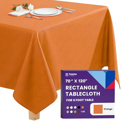 Gee Di Moda Rectangle Tablecloth - 70 x 120 Inch Orange Table Cloth for 6 or 8 Foot Rectangular Table - Heavy Duty Washable Fabric - for Buffet, Holiday, Dinner, Wedding & Baby Showers