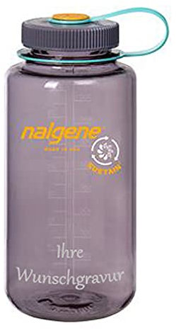 Nalgene Trinkflasche 'Everyday-Weithals' Sustain – 1L (Aubergine, mit Namensgravur)