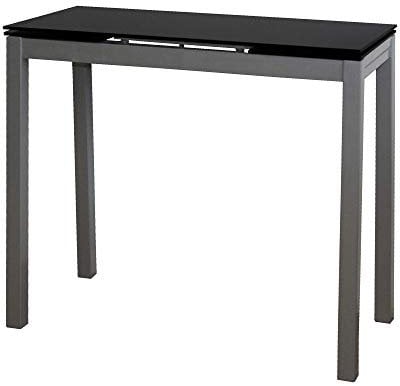 MOMMAHOME® Mesa Cocina Cristal Extensible - Mesa Comedor Cristal Extensible, Mesa Plegable, Color Negro/Plata, Novi, Cristal Templado/Metal, Medidas 85/130x40x76 cm