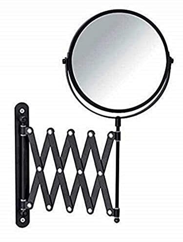 WENKO Kosmetik-Wandspiegel Teleskop Exclusiv, 3-Fach Vergrößerung, Ø 16 cm 100%-Spiegelfläche, Stufenlos ausziehbar, Höhenverstellbar, 19 x 38,5 x 50 cm, Schwarz