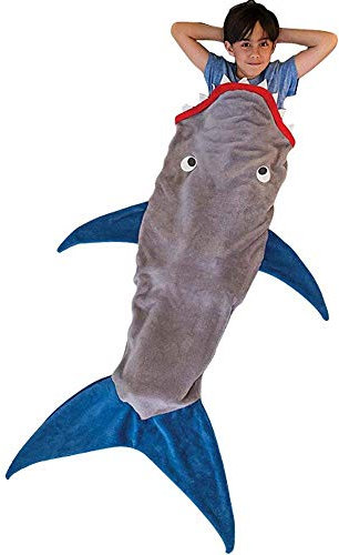 Shark Tail Decke für Kinder, Shark Schlafsäcke, doppelseitig Fleece, All Seasons Kuschelig warm, in Weihnachten Geburtstag Geschenk für Kinder Teens