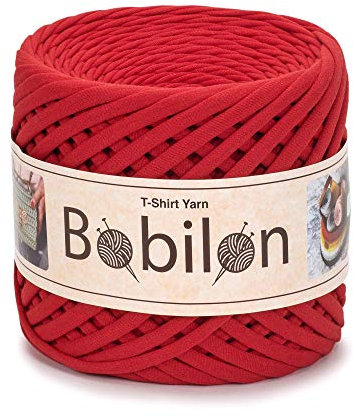 T-Shirt-Garn, Fettuccini, Zpagetti-Stil, Baumwolle, starkes Tuch, T-Shirt, Trapillo-Garn, Knäuel zum Stricken, Häkeln, Makramee, DIY, Handwerk und Heimdekoration, 5-7 mm, Dame in Rot