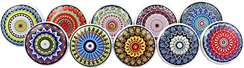 KPAVIR Set of 10 Handmade Ceramic Knobs |Ceramic Cabinet Knobs | Drawer Pulls for Home, Kitchen, Bathroom or Office | Drawer Knob Comes with Bolts and Washer (Multicolor)