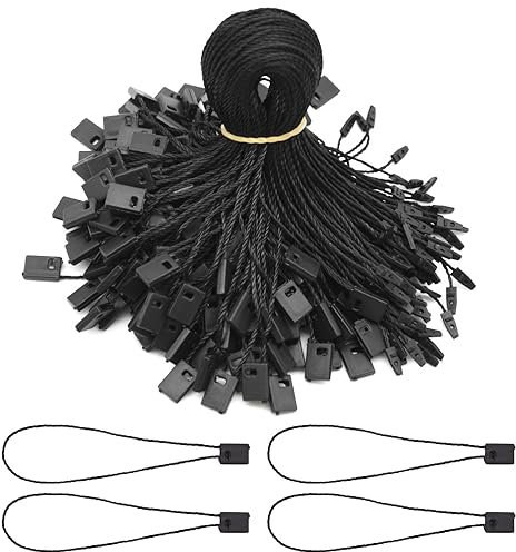 Ruidee 1000 Stück Kleidung Etiketten Seil 18cm Nylon Schnur für Etiketten Label Hängenden Seil Saite für Hang Tags für Kleidung, Preisschilder (DPS/Black)