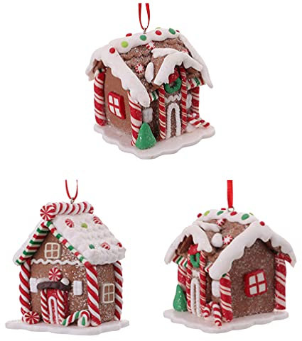 TOYANDONA Weihnachtsbaum Anhänger Weihnachtsdorf Weihnachtshaus Weihnachtsanhänger Lebkuchenhaus Dekohänger Christbaumanhänger Christbaumschmuck für DIY Weihnachtsbaum Tür Wand Deko 3 Stück