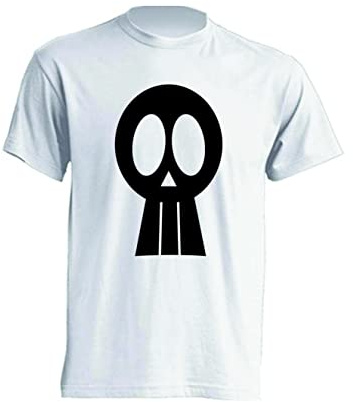 T-SHIRT MAGLIA TESCHIO NERO E BIANCA ZERO CALCARE STRAPPARE LUNGO I BORDI (BIANCO, XS)