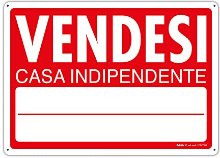 PRINTIX Cartello Vendesi In Polipropilene (PP) Di Spessore 1mm Stampato Con Tecnologia UV Resistente Alle Intemperie Visibilità A Distanza 35cm X 50cm (Vendesi Casa indipendente)