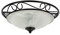 LED Universum - antike Deckenleuchte Rustika 37cm rund aus Metall und Alabasterglas schwarz 2 x E27 Fassung max. 60W