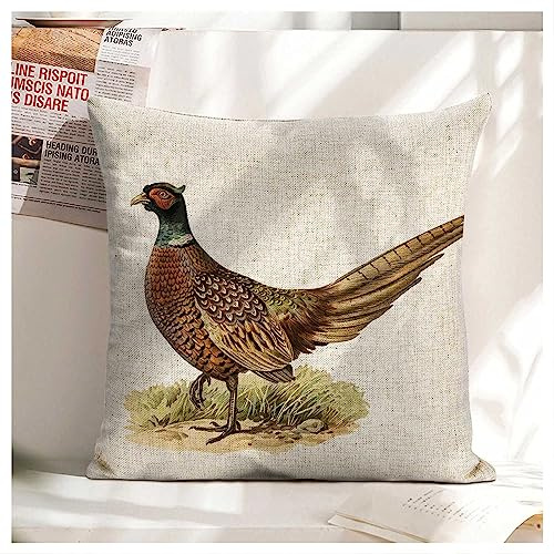 Icotoibabie Leinen-Kissenbezug, goldener Fasan, doppelseitig, dekorativer Kissenbezug für Sofa, Bett, Stuhl, Auto, 45,7 x 45,7 cm