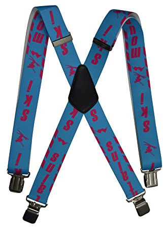 Olata Hosenträger für Skihosen | x- und y-förmige Hosenträger (Blau/Rosa) – 4 cm. Erwachsene. X-Form