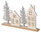 RiloStore 30cm Deko Haus Holzhaus grau braun Weiss Tannenbäume b907 Shabby Chic Dekohaus Häuser Winterdeko Raumdeko Holzhäuser Aufsteller Landschaft Dekohäuser