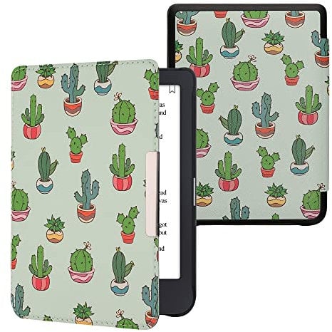 kwmobile Étui Compatible avec Tolino Shine 3 Coque - Étui à Rabat magnétique Tablette eReader Similicuir - Vert Clair-Vert foncé