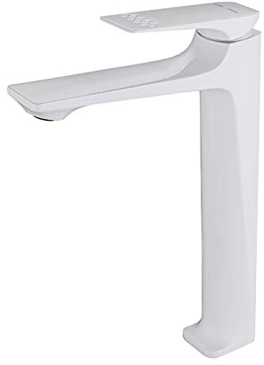 FQYEP Waschtischarmatur Hoch,Weiß,Bad Waschbecken Wasserhahn,Mischbatterie Einhebel,Mischventil Für Heißes Und Kaltes Wasser,Erhöhter Messinghahn,Weiss