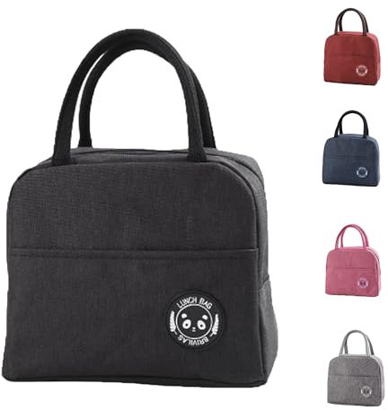Senshuomy Insulated Lunch Bag Tote Bag for Women & Kids,Cool Bag Lunch Box,Water-Resistant Thermal Leak,Proof Lunch Organizer for Work,School,Picnic(Black)