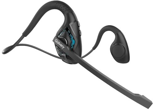 Golvery Latest Bluetooth 5.3 Headset w/DSP Noise Canceling Boom Microphone & Mute for Cellphone, Lightweight Open Ear Wireless Headphones for PC Laptop, Comfort for Office Meeting Home Working