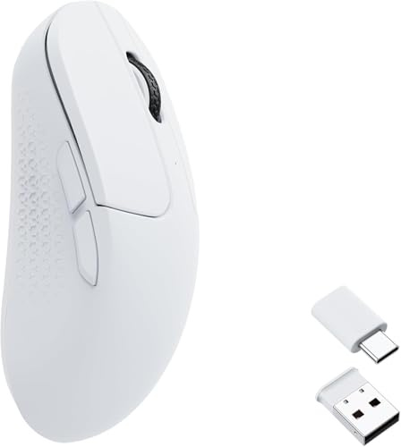 Keychron M3 Kabellose Gaming-Maus, 2,4 GHz & Bluetooth 5.1, PixArt 3395, 1000 Hz Abtastrate, weiß