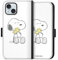 Klapphülle kompatibel mit Apple iPhone 15 Handyhülle aus Kunst Leder schwarz Flip Case Peanuts Snoopy Liebe