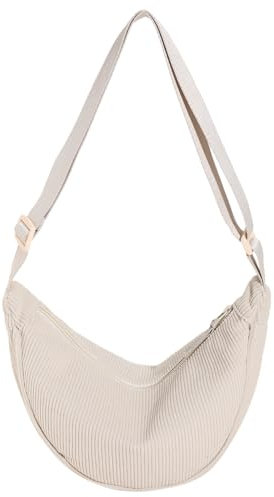 DKIIL NOIYB Lässige Umhängetasche aus Cord Halbmond Tasche Cord Hobo Tasche Halbmond Tasche Retro Crossbody Bag für Damen Retro Bauchtasche Geeignet zum Einkaufen Dating Reisen und Arbeiten